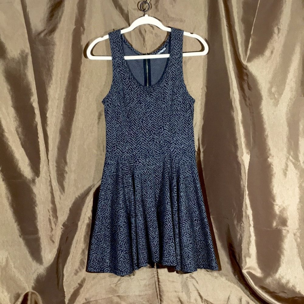 Express Gray Sleeveless Fit and Flare Dress Circle Skirt - Picture 2 of 5